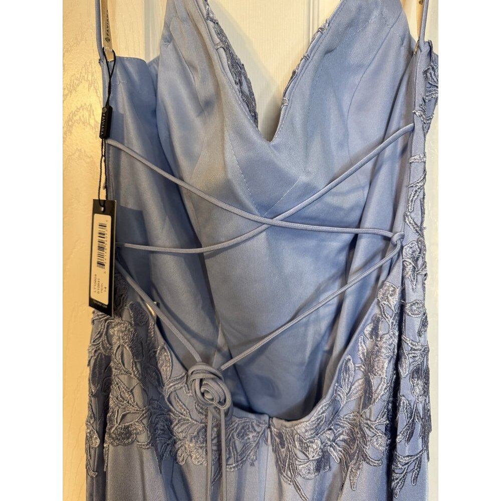 Faviana LT10641 Peri Blue Long Gown Formal Dress Lace Embroidered 6 NEW $478 - Picture 7 of 11